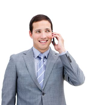 Portrait of a fortunate businessman on phone