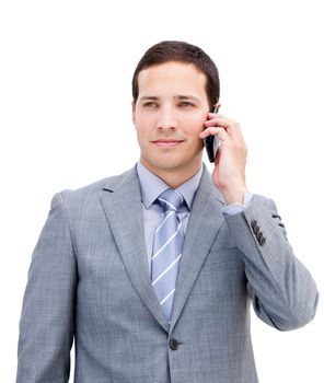 Portrait of an assertive businessman on phone