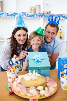 Lively parents celebrating their son's birthday