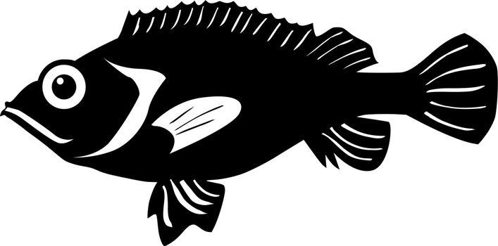 silhouette of the rockfish on white background