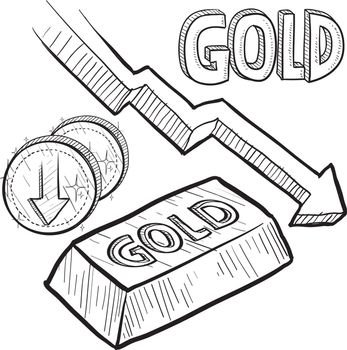 Gold prices decreasing sketch