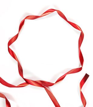 red ribbon on white background with space 