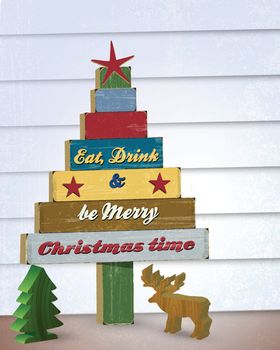 Christmas tree wooden decoration wall