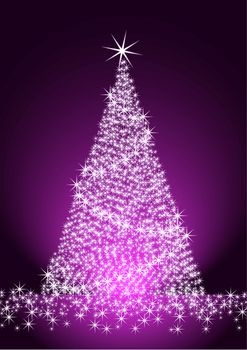 Christmas tree on purple background