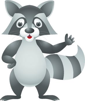 Raccoon cartoon hand waving