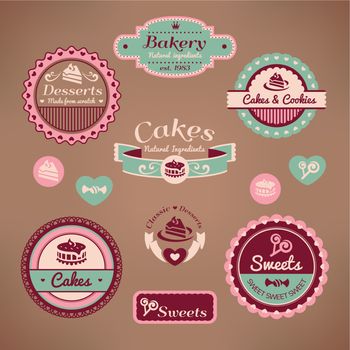 set of vintage bakery labels vector illustration