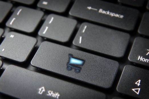 Shopping online keyboard key, business background