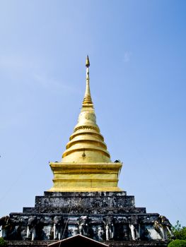 Golden stupa in Traditional Thai style which is in Wat Changkum 