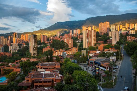 A view of Medellin around sunset