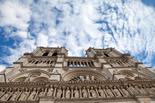 Landmark Gothic cathedral Notre-dame on Cite island in Paris Fra