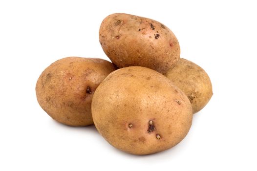 Three potatoes isolated on a white