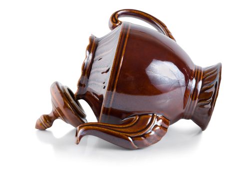 Brown ceramic teapot