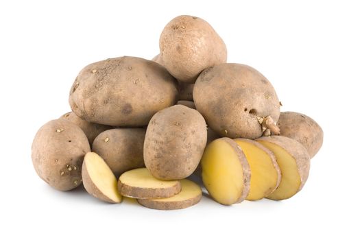 Pile of potatoes isolated