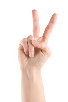 Hand showing victory sign