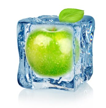 Ice cube and apple