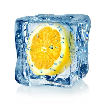 Ice cube and lemon