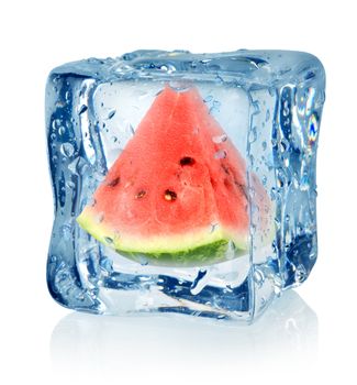 Ice cube and watermelon