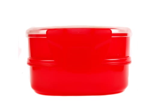 a red plastic container for preschoolers food stock 