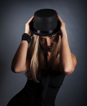 Woman in black hat