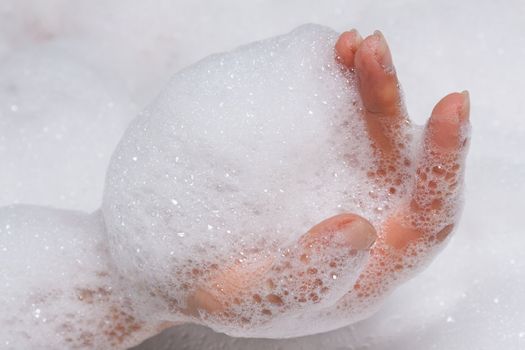 hand in suds