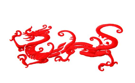 embroidery red dragon