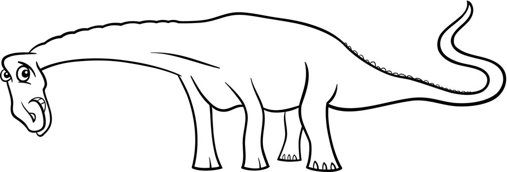 cartoon diplodocus dinosaur for coloring book