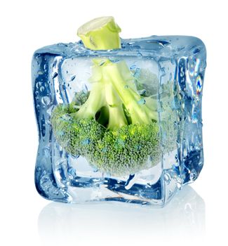 Broccoli in ice