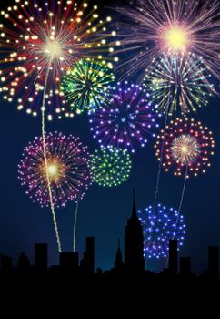 Fireworks Happy New Year city