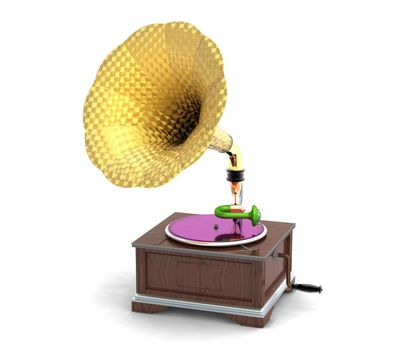 Vintage gramophone isolated