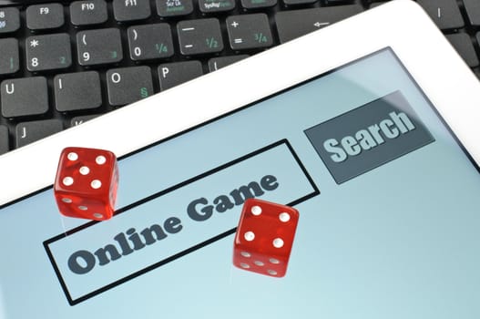 Playing dice for game online on computer keyboard 