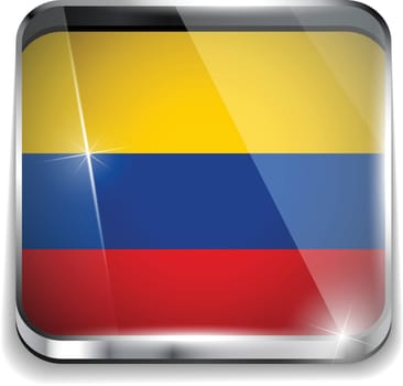 Vector - Colombia Flag Smartphone Application Square Buttons