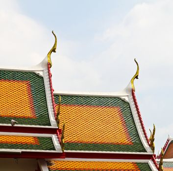 Unique rooftop of Thailand temple.