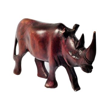 Picture of isolated wooden rhinoceros.