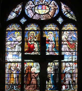 Stained glass window in Eglise Saint-Eustache church, Paris