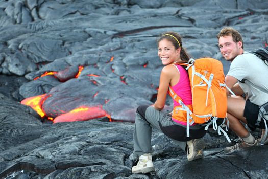 Hawaii lava tourist hiking portrait