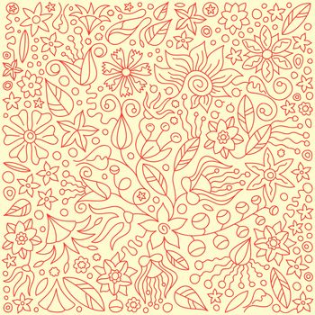 Vector Illustration of Red Abstract Flower Pattern