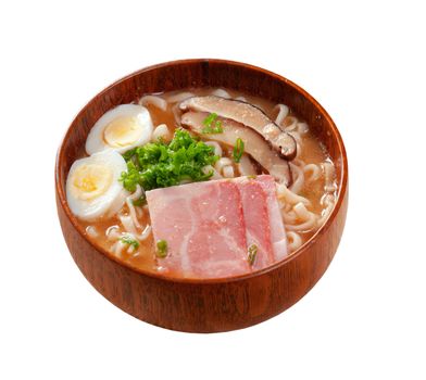 delicious miso ramen. japanese soup.Isolated on white background
