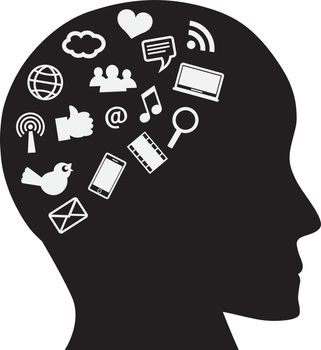 Human Head with Social Media Icons