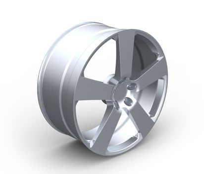 Aluminum Car Wheel Rim Isolated on the White background