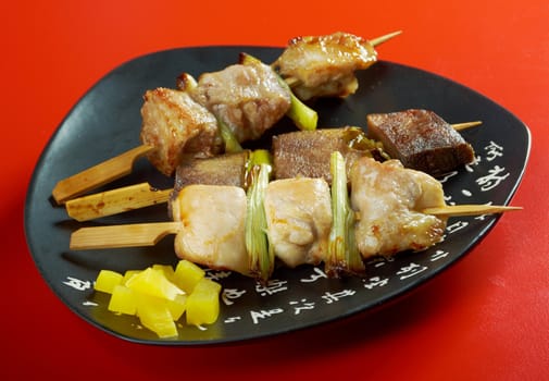 Japanese skewered chicken,pork,meatYakitori  