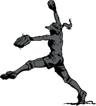 Fast Pitch Softball Pitcher Vector Illustration