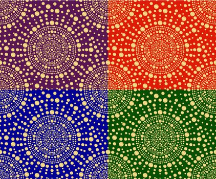 set of seamless pattern with golden circles