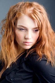 fashion portrait of a red hair sexy woman
