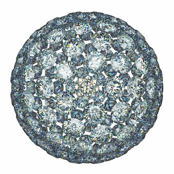 Diamonds or gemstones sphere isolated over white