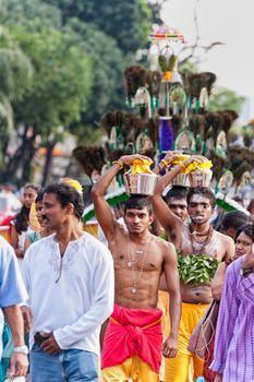 Devotees at the annual Thaipusam processionin Singapore EDITORIA