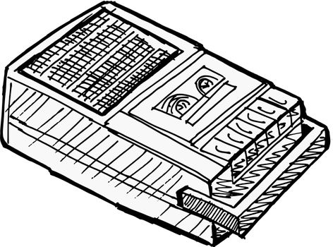 Illustration of compact tape recoder on white