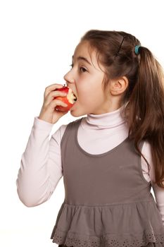 little girl and tasty apple