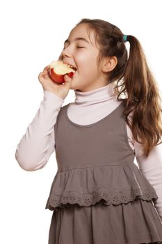 little girl and tasty apple