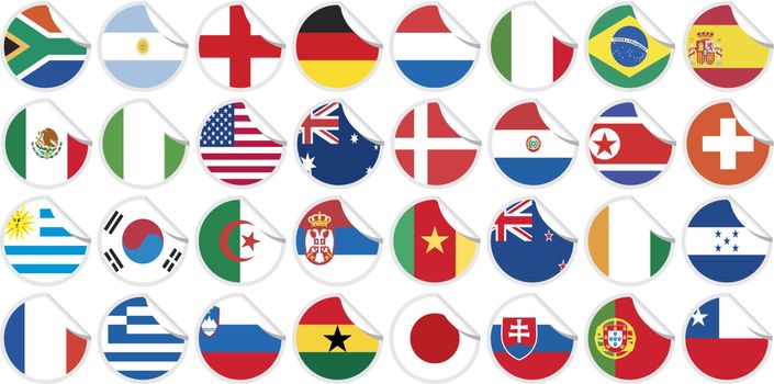 uniforms of national flags participating in world cup in circular shape