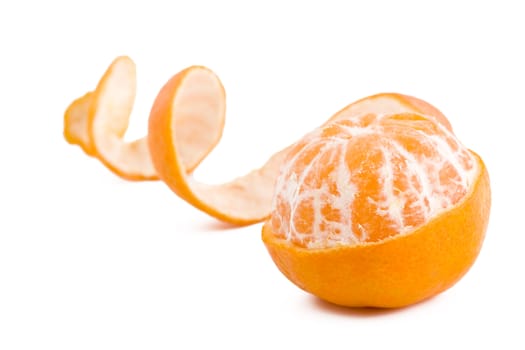 Peeled tangerine closeup